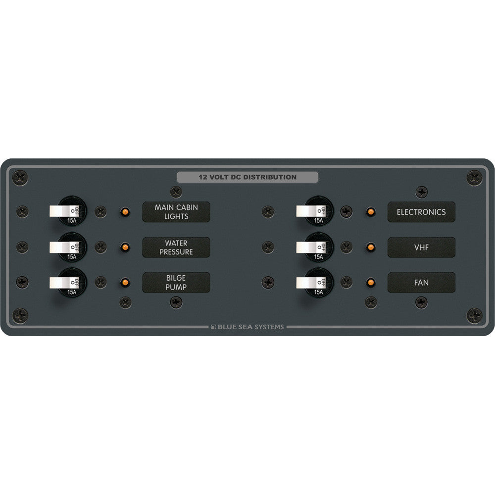 Blue Sea 8096 DC 6 Position Toggle Branch Circuit Breaker Panel (White Switches) - Reel Draggin' Tackle