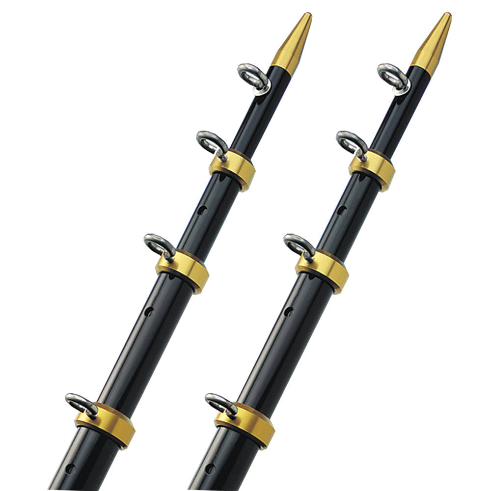 TACO 15' Telescopic Outrigger Poles 1-1/8" - Black/Gold - Reel Draggin' Tackle