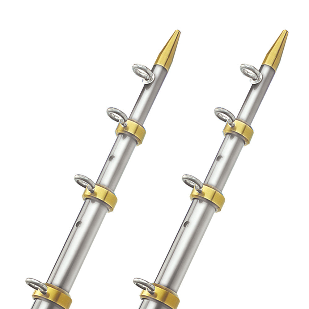 TACO 18' Telescopic Outrigger Poles HD 1-½" - Silver/Gold - Reel Draggin' Tackle