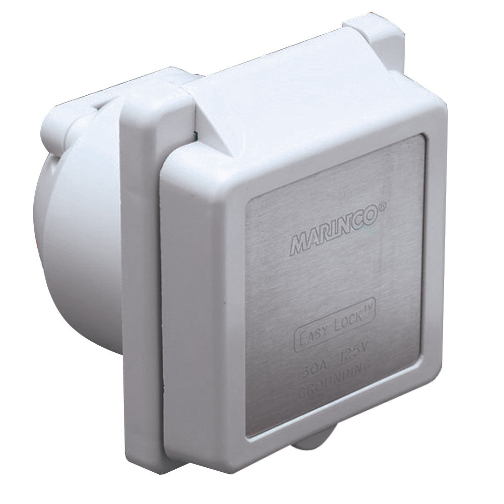 Marinco 301EL-B 30A Power Inlet - White - 125V - Reel Draggin' Tackle