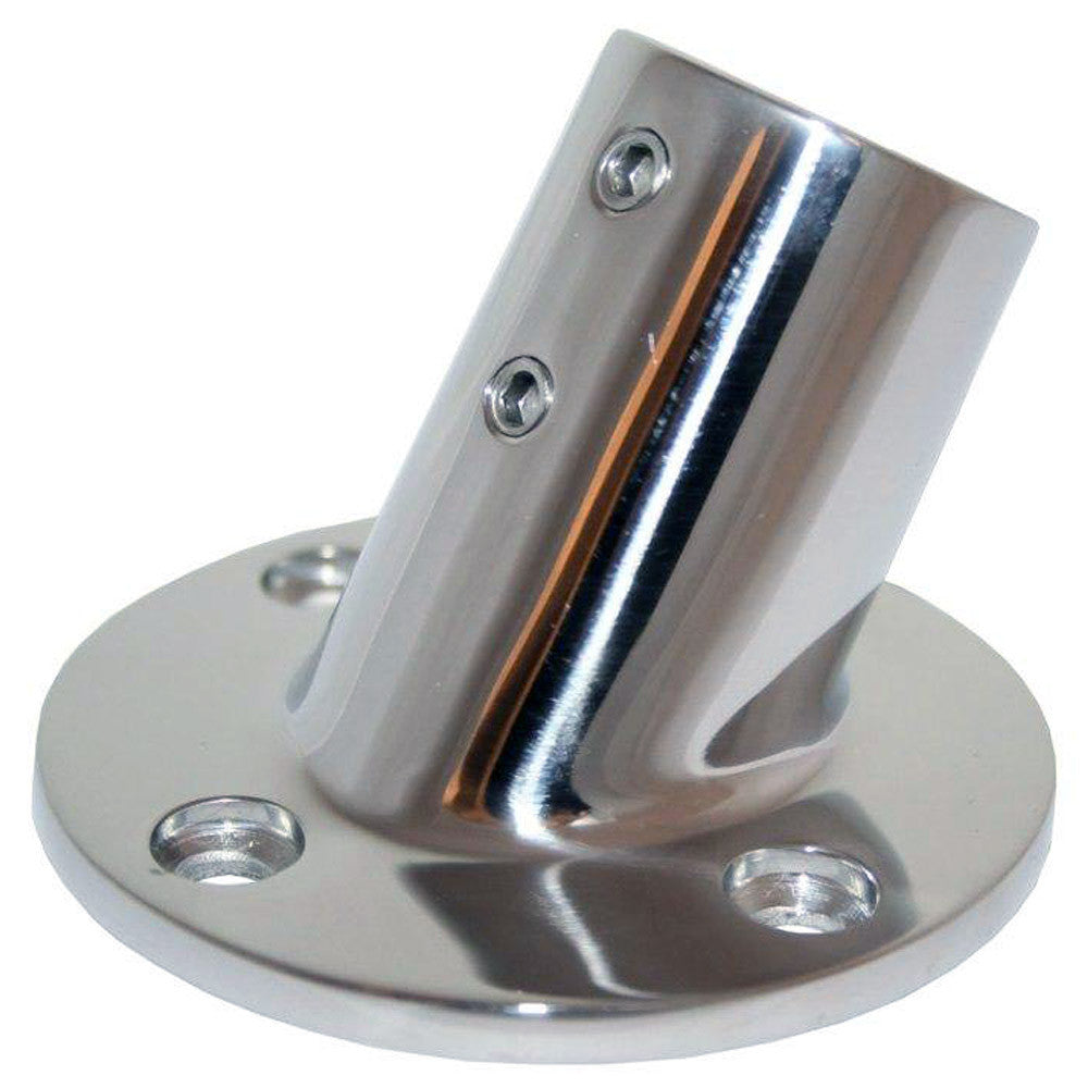 Whitecap 1" O.D. 60° Round Base SS Rail Fitting - Reel Draggin' Tackle