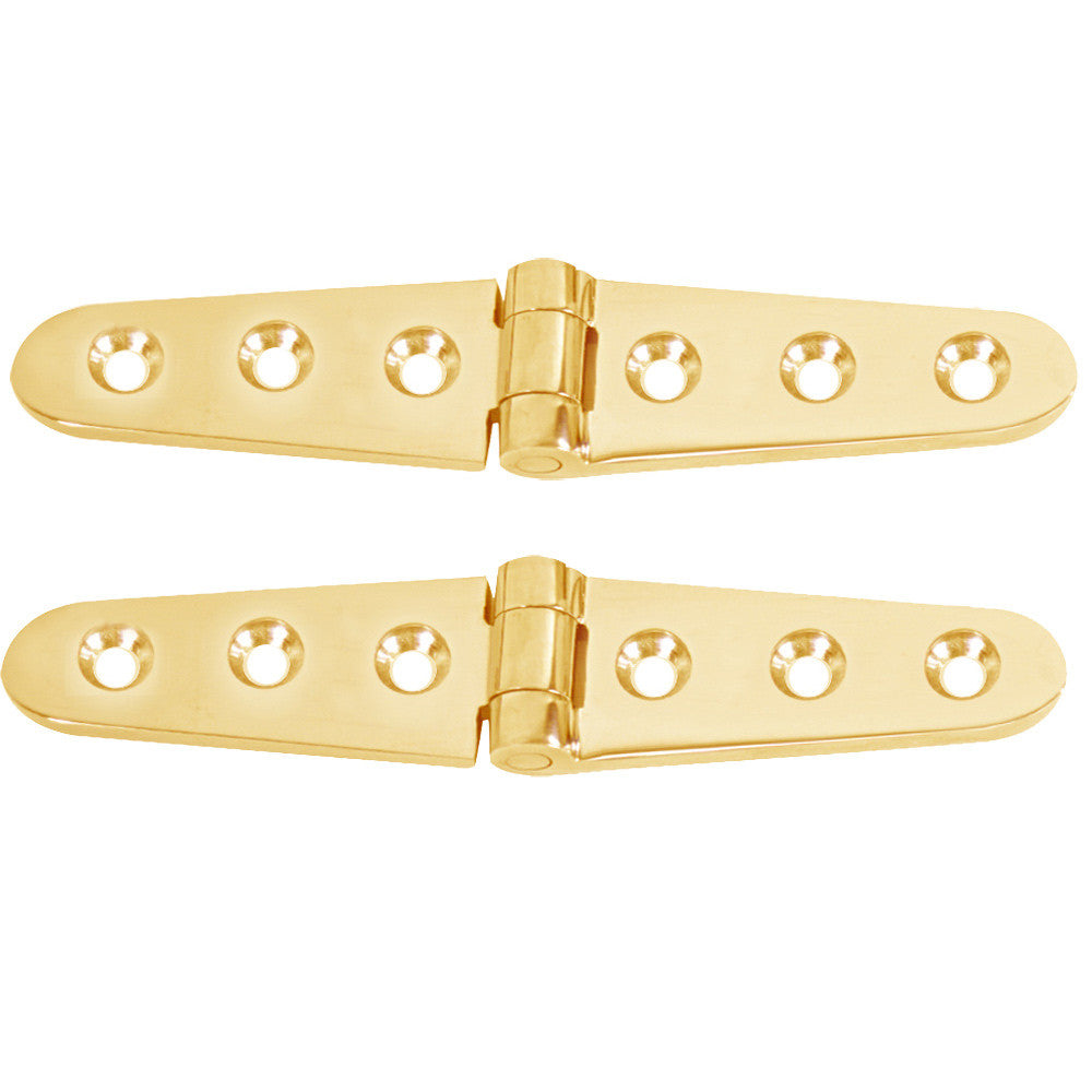 Whitecap Strap Hinge - Polished Brass - 6" x 1-1/8" - Pair - Reel Draggin' Tackle