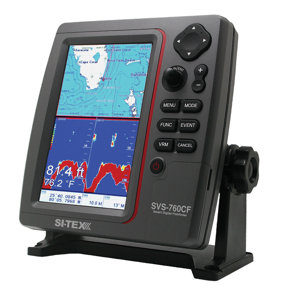 SI-TEX SVS-760CF Dual Frequency Chartplotter/Sounder w/ Navionics+ Flexible Coverage - Reel Draggin' Tackle