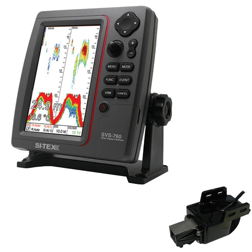 SI-TEX SVS-760 Dual Frequency Sounder 600W Kit w/Transom Mount Triducer - Reel Draggin' Tackle