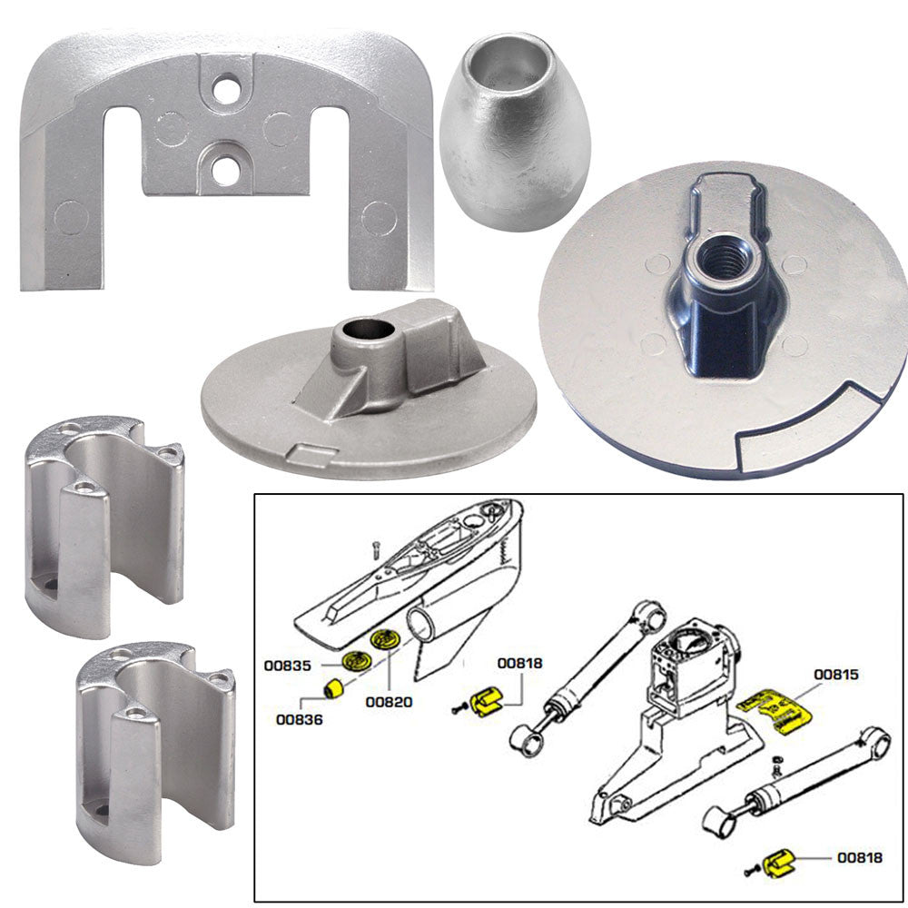 Tecnoseal Anode Kit w/Hardware - Mercury Bravo 3 2004 - Magnesium - Reel Draggin' Tackle