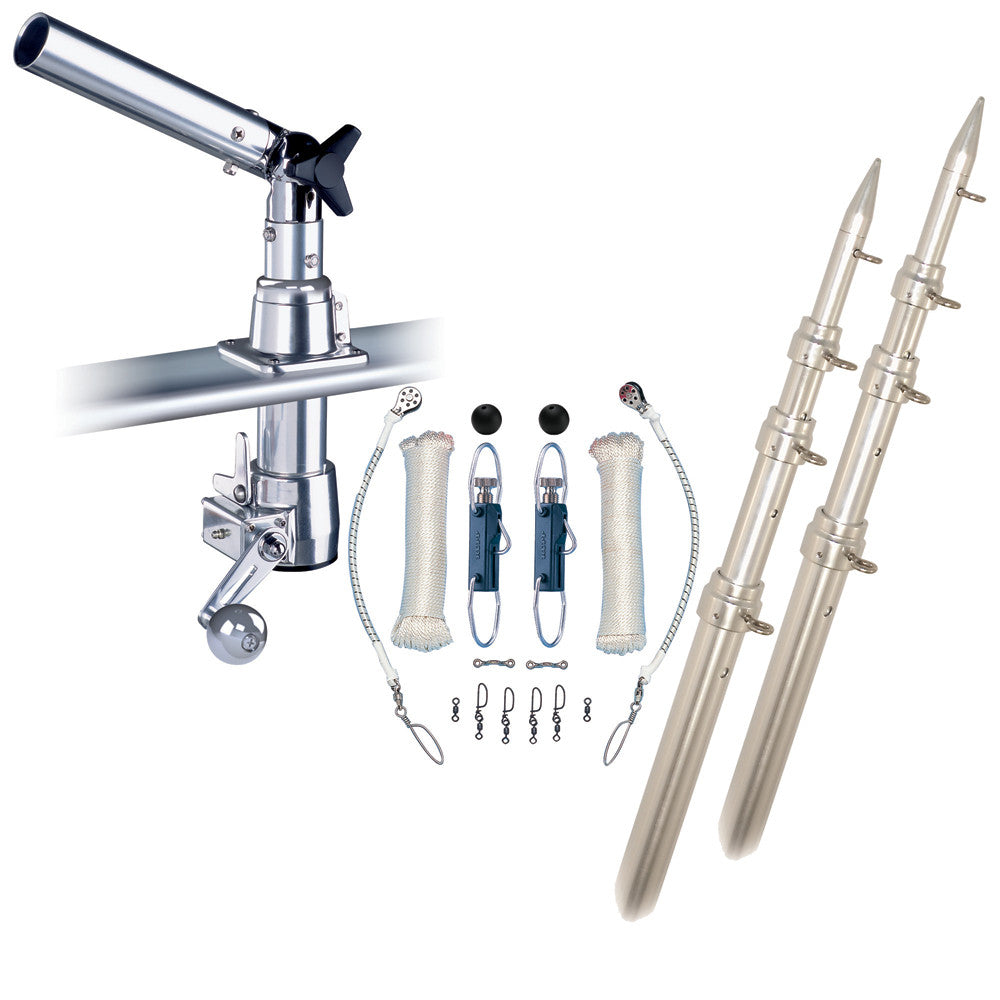 Rupp Z-30 Top Gun Outrigger Kit w/15' Telescoping Poles & Complete Single Line Rigging Kit w/Klickers Release Clips - Reel Draggin' Tackle