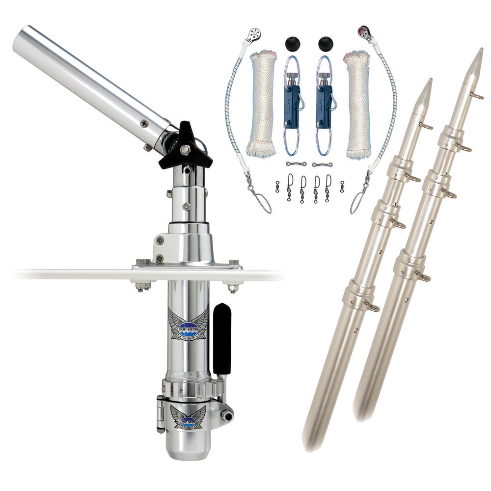 Rupp Classic Top Gun Outrigger Kit w/15' Poles & Complete Single Line Rigging Kit w/Klickers Release Clips - Reel Draggin' Tackle