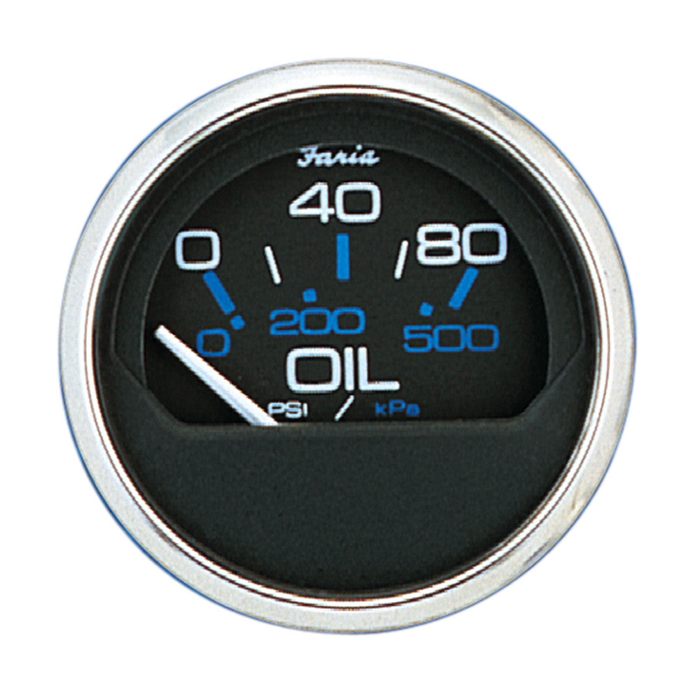 Faria Chesapeake Black SS 2" Oil Pressure Gauge - 80 PSI - Reel Draggin' Tackle