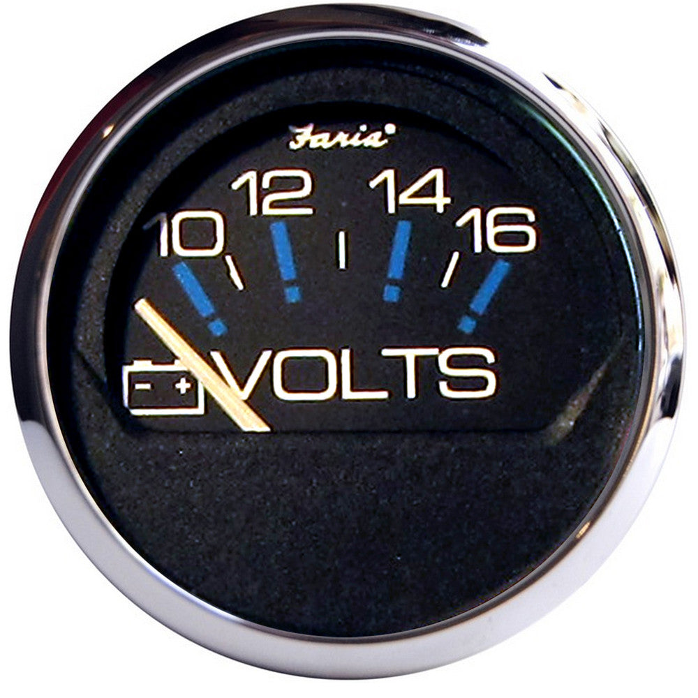 Faria Chesapeake Black SS 2" Voltmeter (10-16 VDC) - Reel Draggin' Tackle