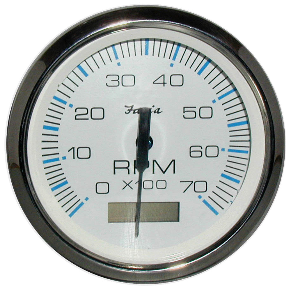 Faria Chesapeake White SS 4" Tachometer w/Hourmeter - 7,000 RPM (Gas - Outboard) - Reel Draggin' Tackle
