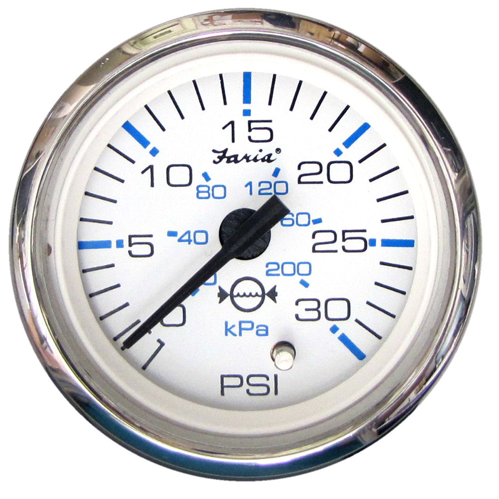 Faria Chesapeake White SS 2" Water Pressure Gauge Kit - 30 PSI - Reel Draggin' Tackle