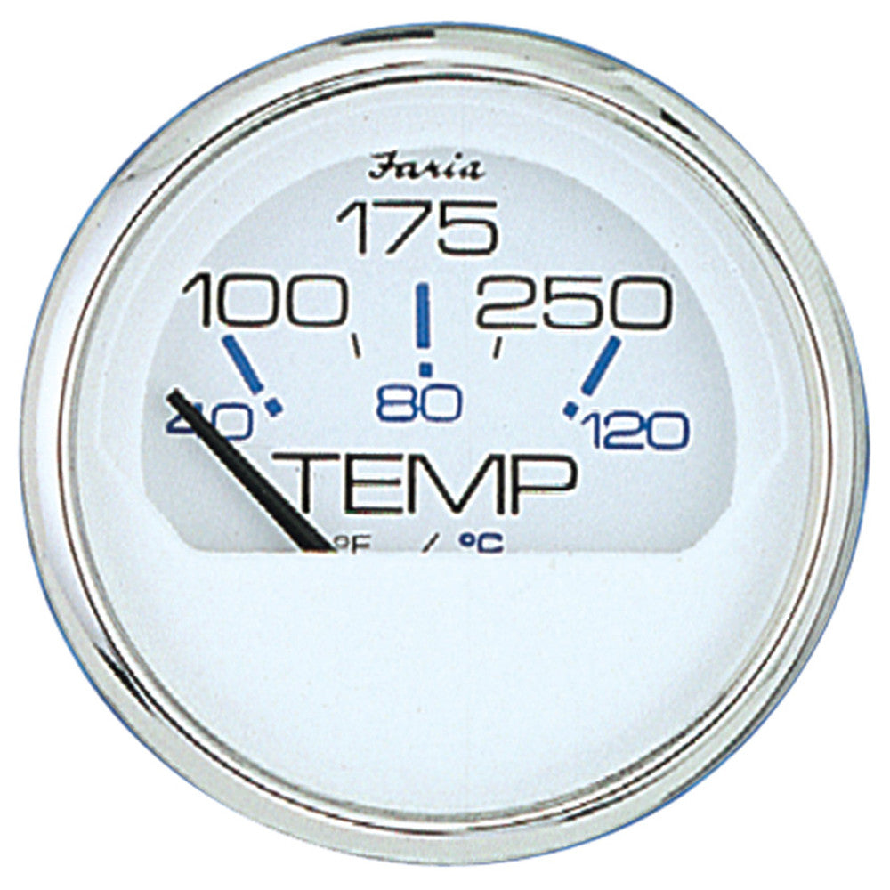 Faria Chesapeake White SS 2" Water Temperature Gauge (100-250°F) - Reel Draggin' Tackle