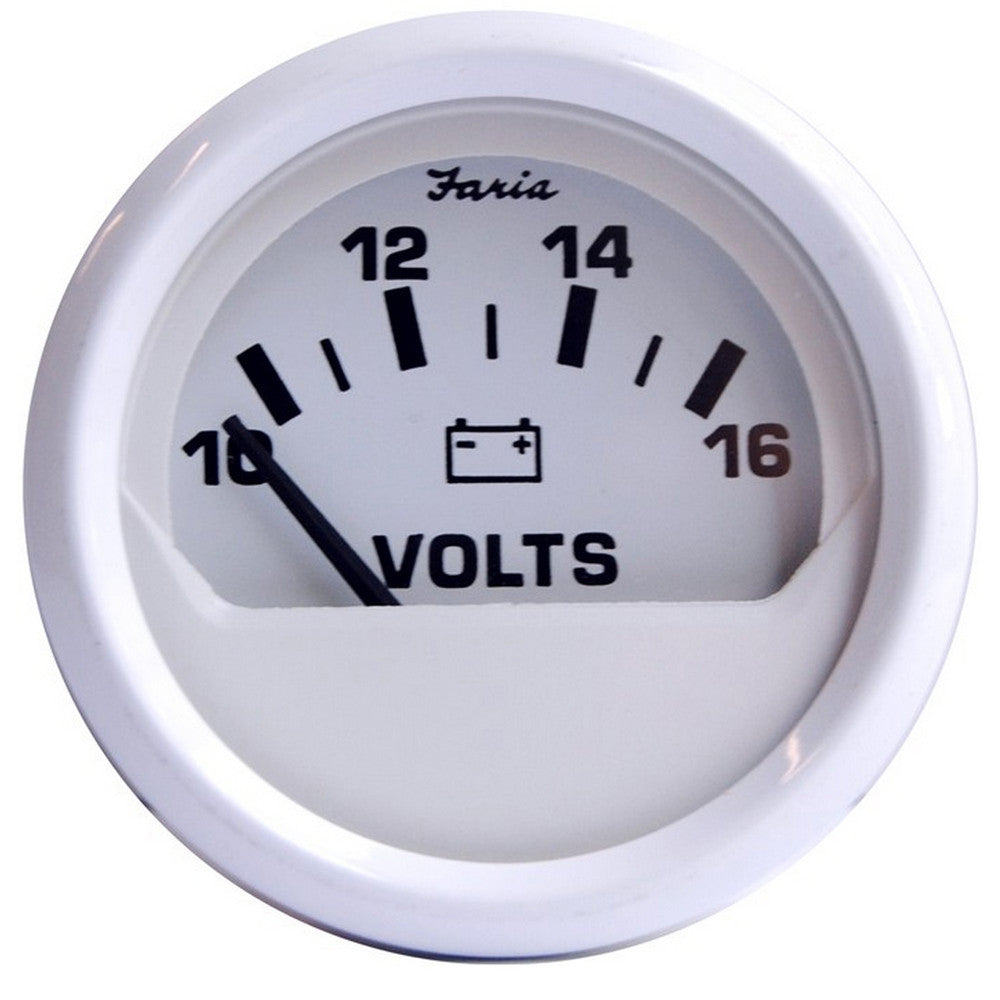 Faria Dress White 2" Voltmeter (10-16 VDC) - Reel Draggin' Tackle