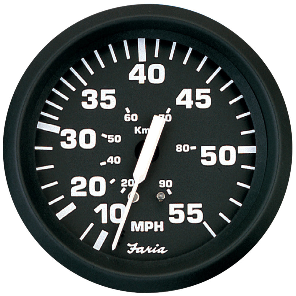 Faria Euro Black 4" Speedometer - 55MPH (Mechanical) - Reel Draggin' Tackle