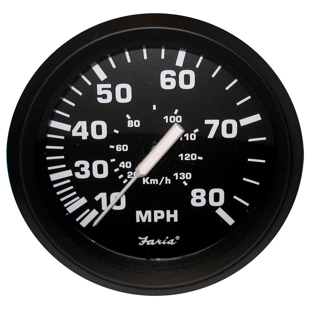 Faria Euro Black 4" Speedometer - 80MPH (Mechanical) - Reel Draggin' Tackle