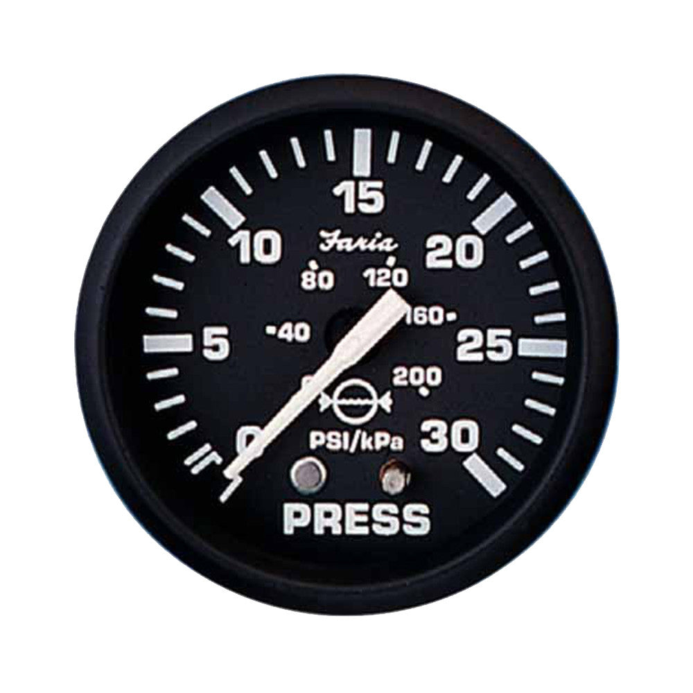 Faria Euro Black 2" Water Pressure Gauge Kit - 30 PSI - Reel Draggin' Tackle