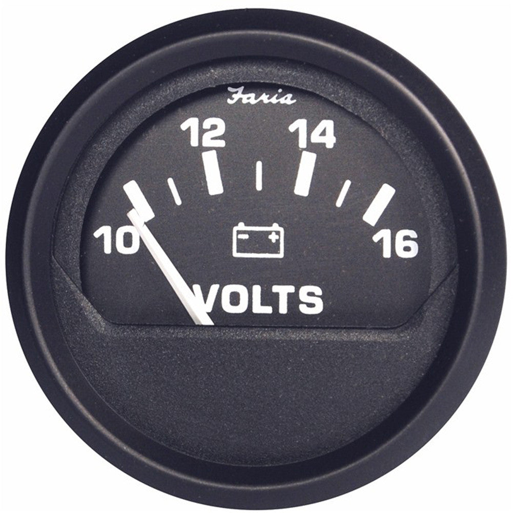 Faria Euro Black 2" Voltmeter (10-16 VDC) - Reel Draggin' Tackle