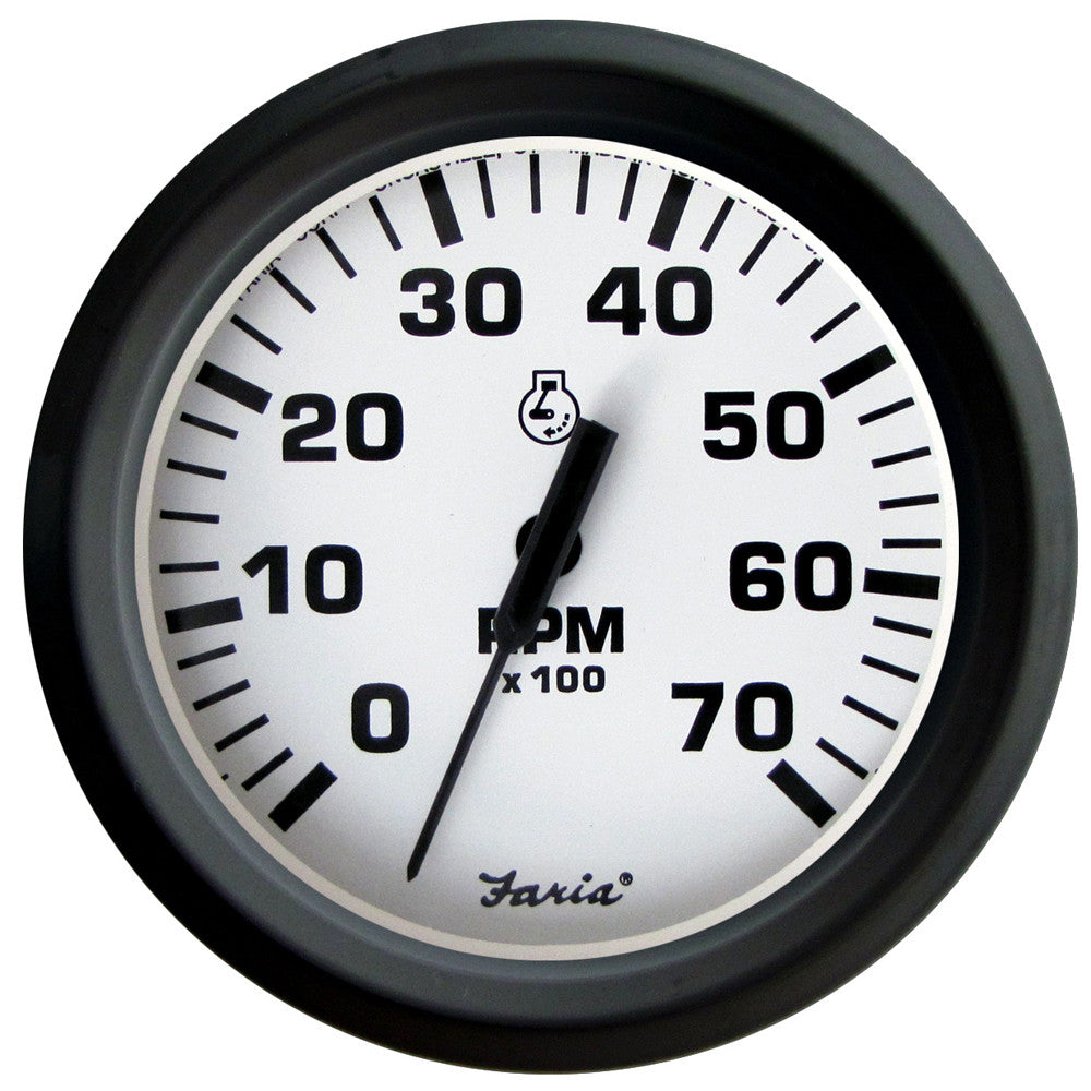 Faria Euro White 4" Tachometer - 7,000 RPM (Gass - All Outboards) - Reel Draggin' Tackle