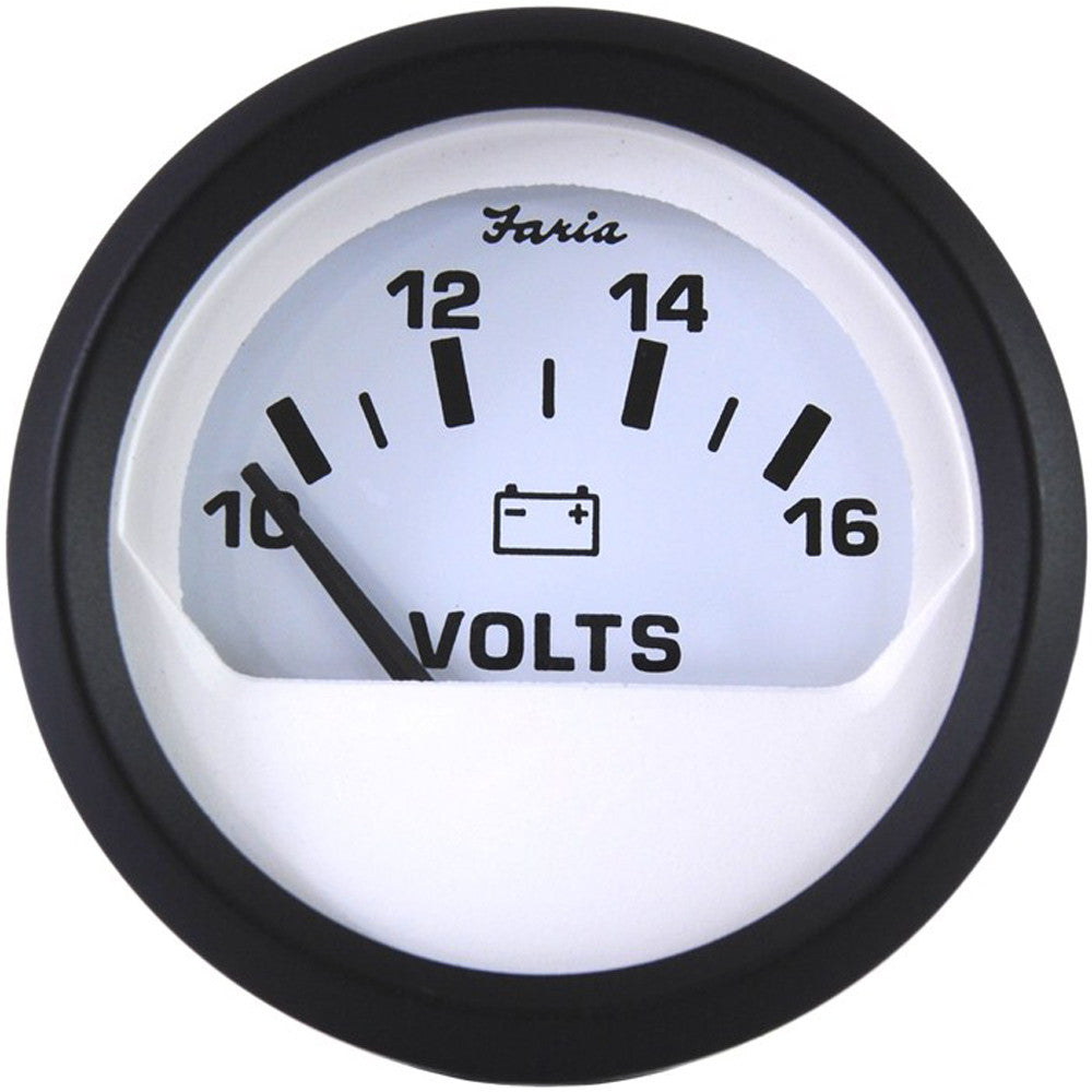 Faria Euro White 2" Voltmeter (10-16 VDC) - Reel Draggin' Tackle