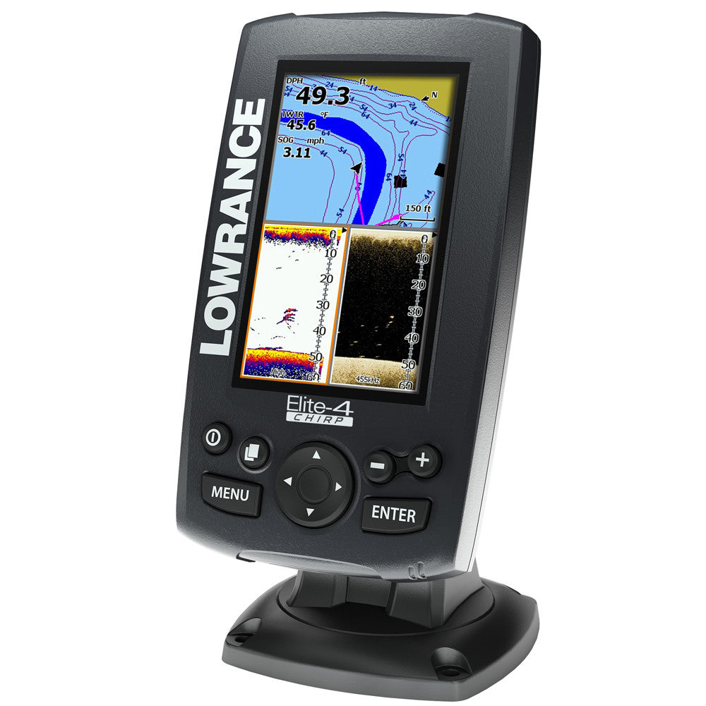 Lowrance Elite-4 Chirp Fishfinder/Chartplotter No Transducer - Reel Draggin' Tackle