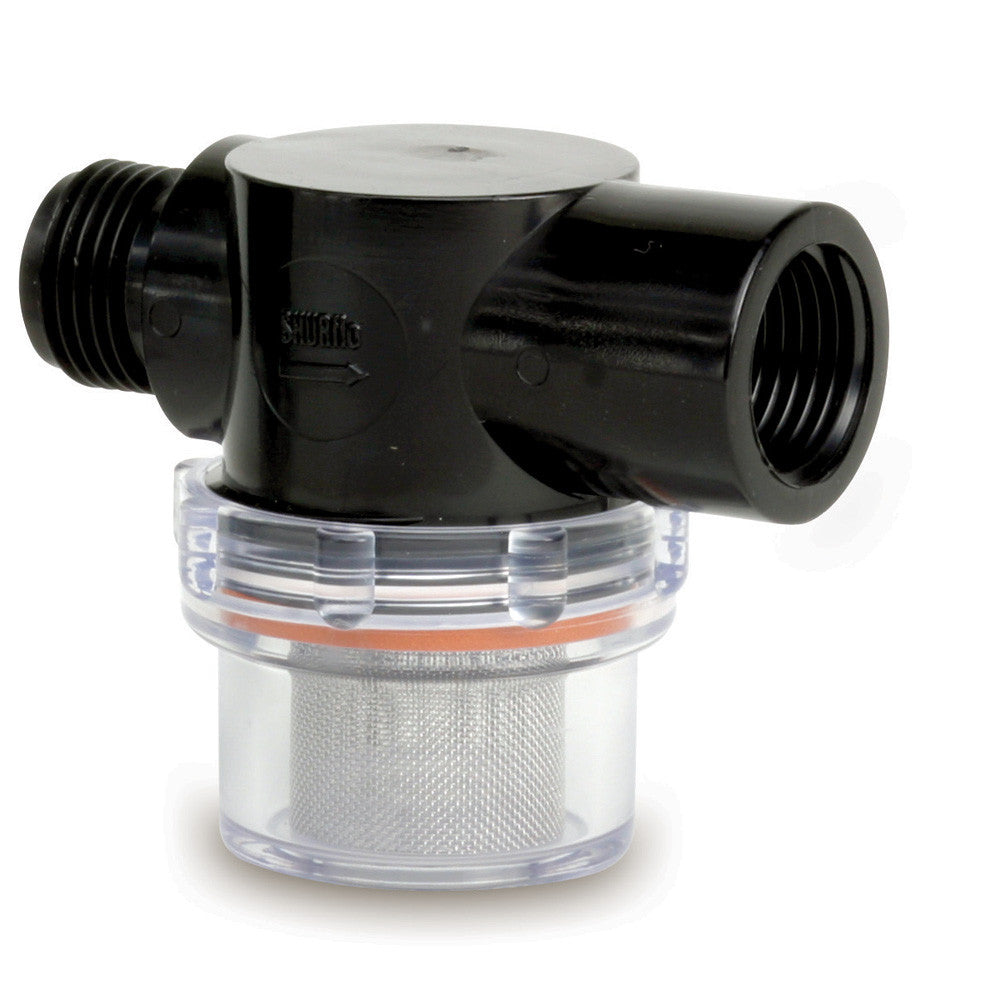 SHURFLO Twist-On Water Strainer - 1/2" Pipe Inlet - Clear Bowl - Reel Draggin' Tackle