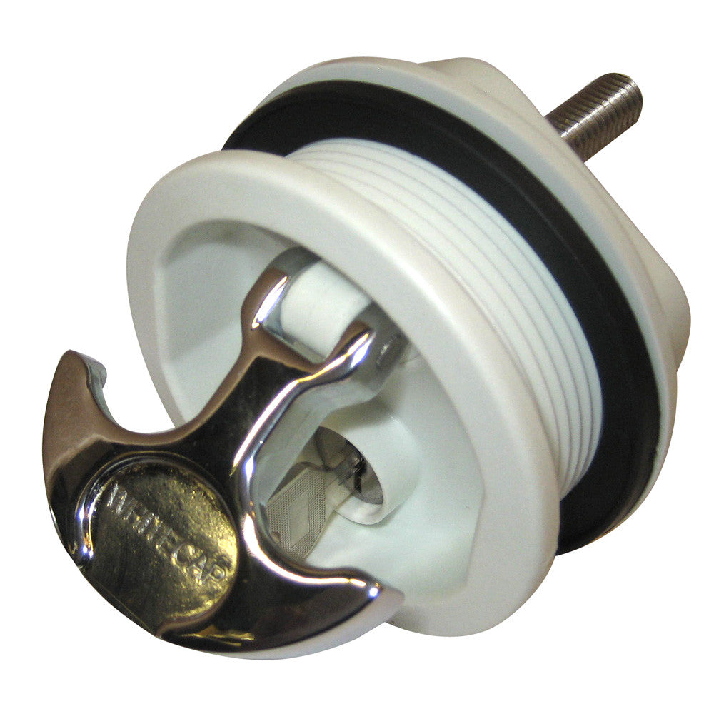 Whitecap T-Handle Latch - Chrome Plated Zamac/White Nylon - Locking - Freshwater Use Only - Reel Draggin' Tackle