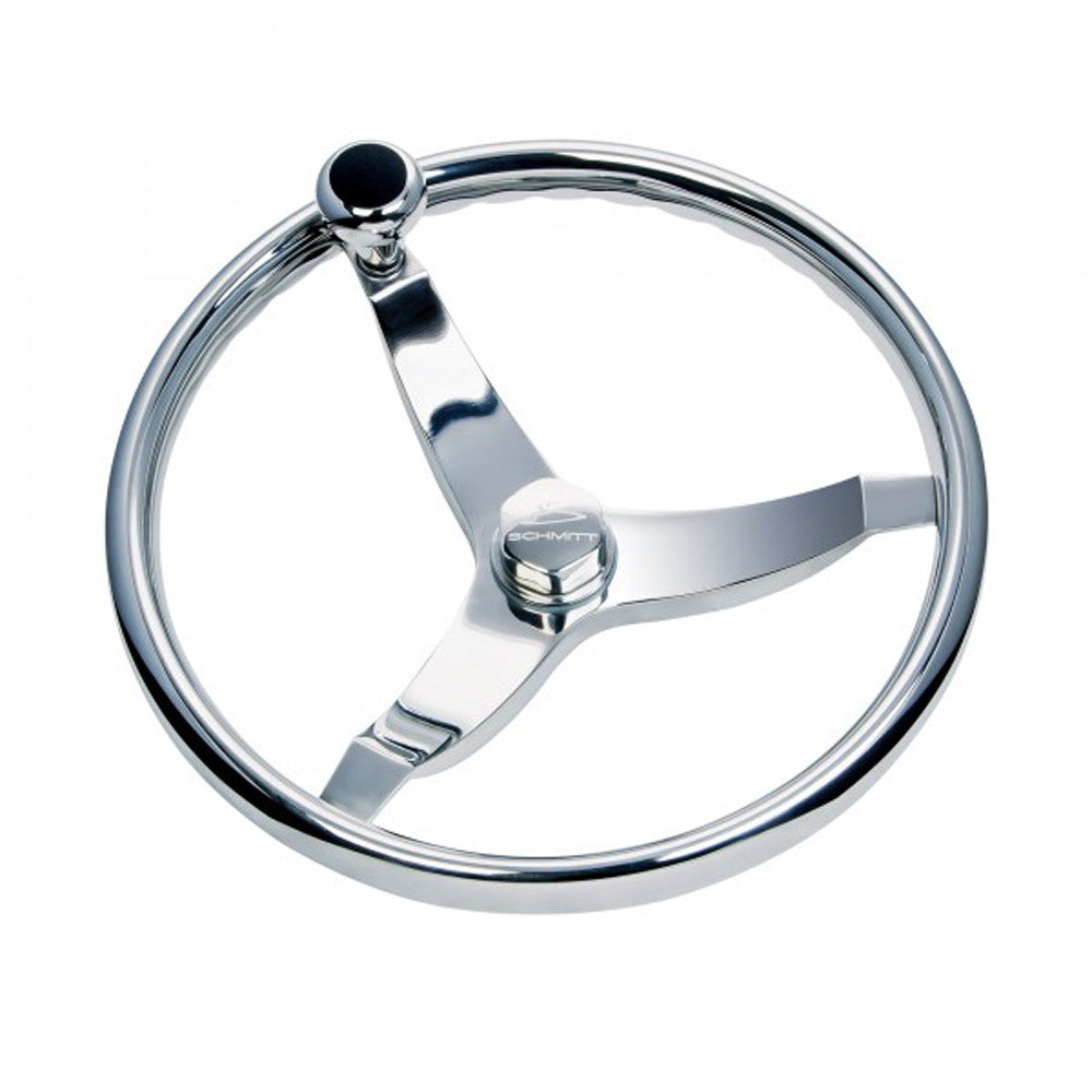 Schmitt 714 Vision Cast 13.5" SS WHeel w/Knob, Finger Grip & Faux Nut - 3/4" Taper Shaft - Reel Draggin' Tackle