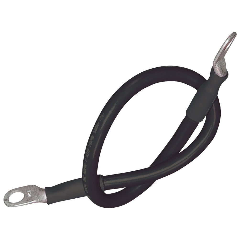 Ancor Battery Cable Assembly, 4 AWG (21mm²) Wire, 5/16" (7.93mm) Stud, Black - 48" (121.9cm) - Reel Draggin' Tackle