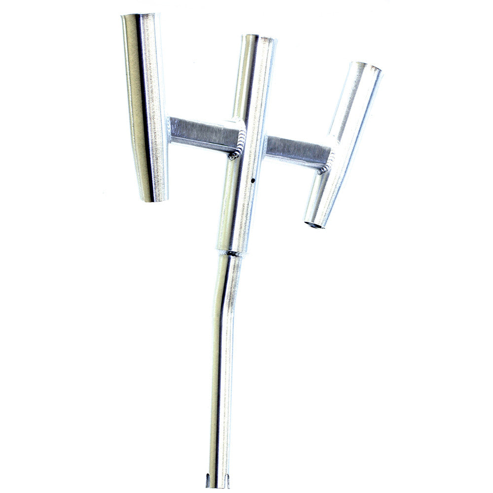 Tigress Triple Aluminum Kite Rod Holder - Bent Butt - Polished - Reel Draggin' Tackle