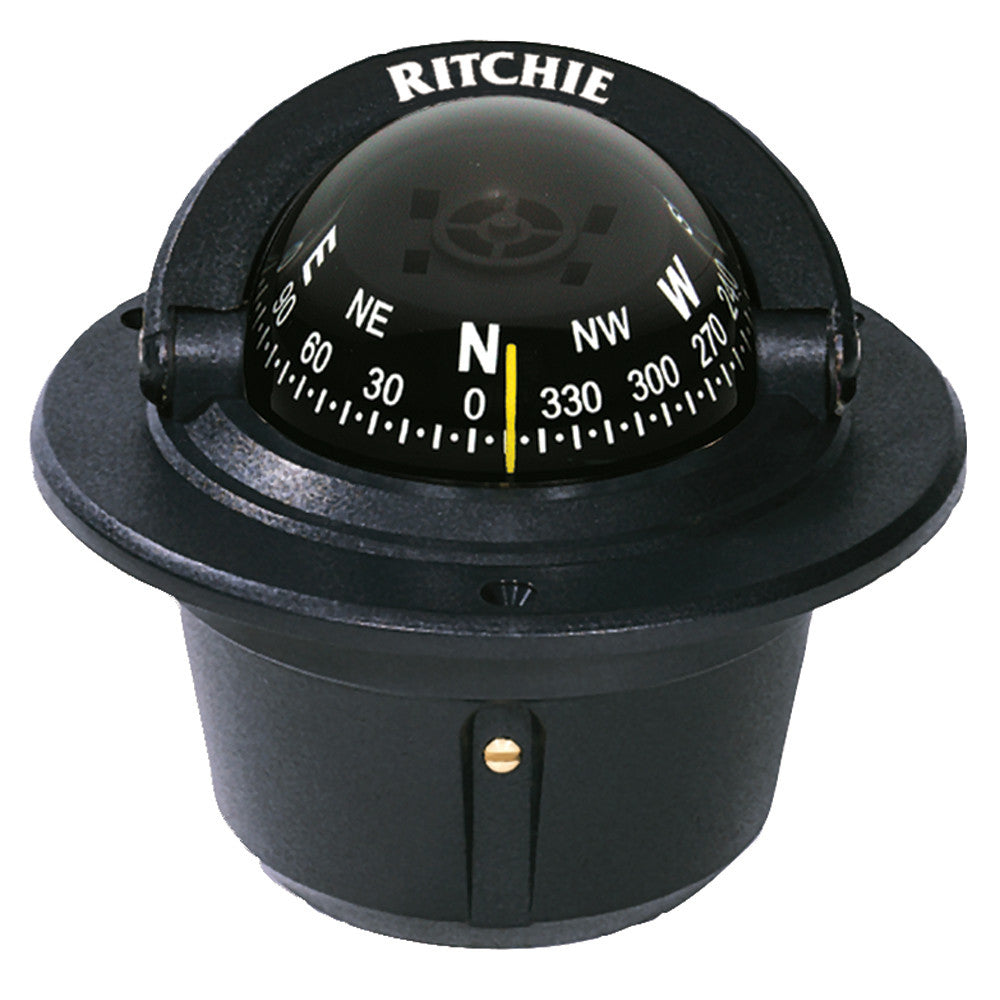 Ritchie F-50 Explorer Compass - Flush Mount - Black - Reel Draggin' Tackle