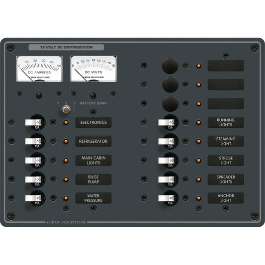 Blue Sea 8068 DC 13 Position Toggle Branch Circuit Breaker Panel  (White Switches) - Reel Draggin' Tackle