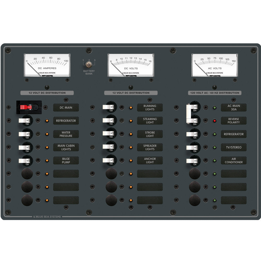 Blue Sea 8084 AC Main +6 Positions/DC Main +15 Positions Toggle Circuit Breaker Panel  (White Switches) - Reel Draggin' Tackle