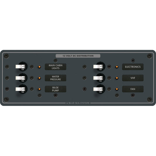 Blue Sea 8096 DC 6 Position Toggle Branch Circuit Breaker Panel  (White Switches) - Reel Draggin' Tackle