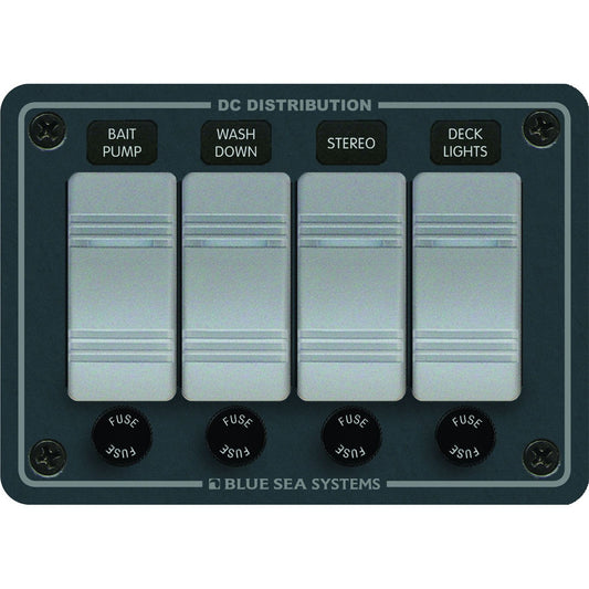 Blue Sea 8262 Waterproof Panel 4 Position - Slate Gray - Reel Draggin' Tackle