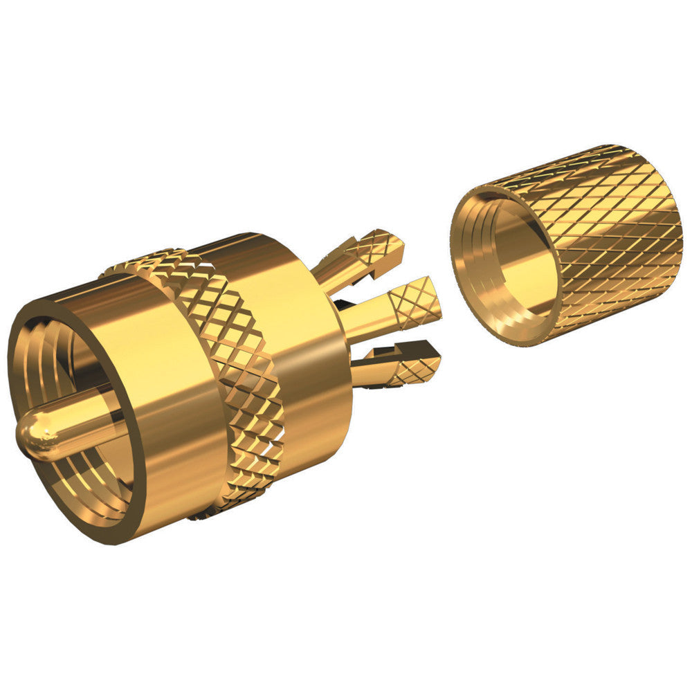 Shakespeare PL-259-CP-G - Solderless PL-259 Connector for RG-8X or RG-58/AU Coax - Gold Plated - Reel Draggin' Tackle