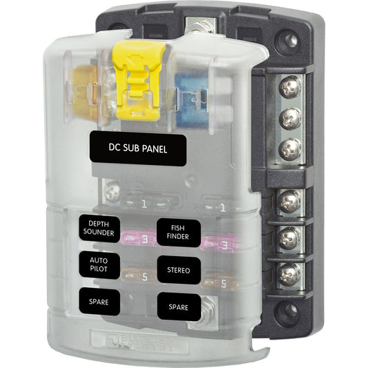 Blue Sea 5025 ST Blade Fuse Block w/Cover - 6 Circuit w/Negative Bus - Reel Draggin' Tackle