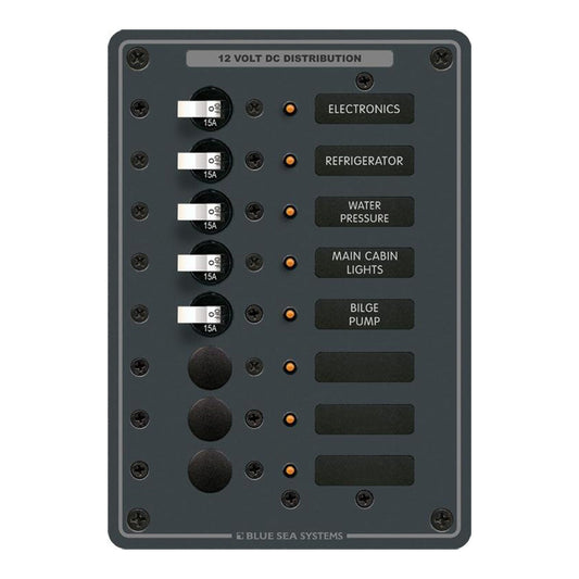 Blue Sea 8023 DC 8 Position Circuit Breaker  (White Switches) - Reel Draggin' Tackle