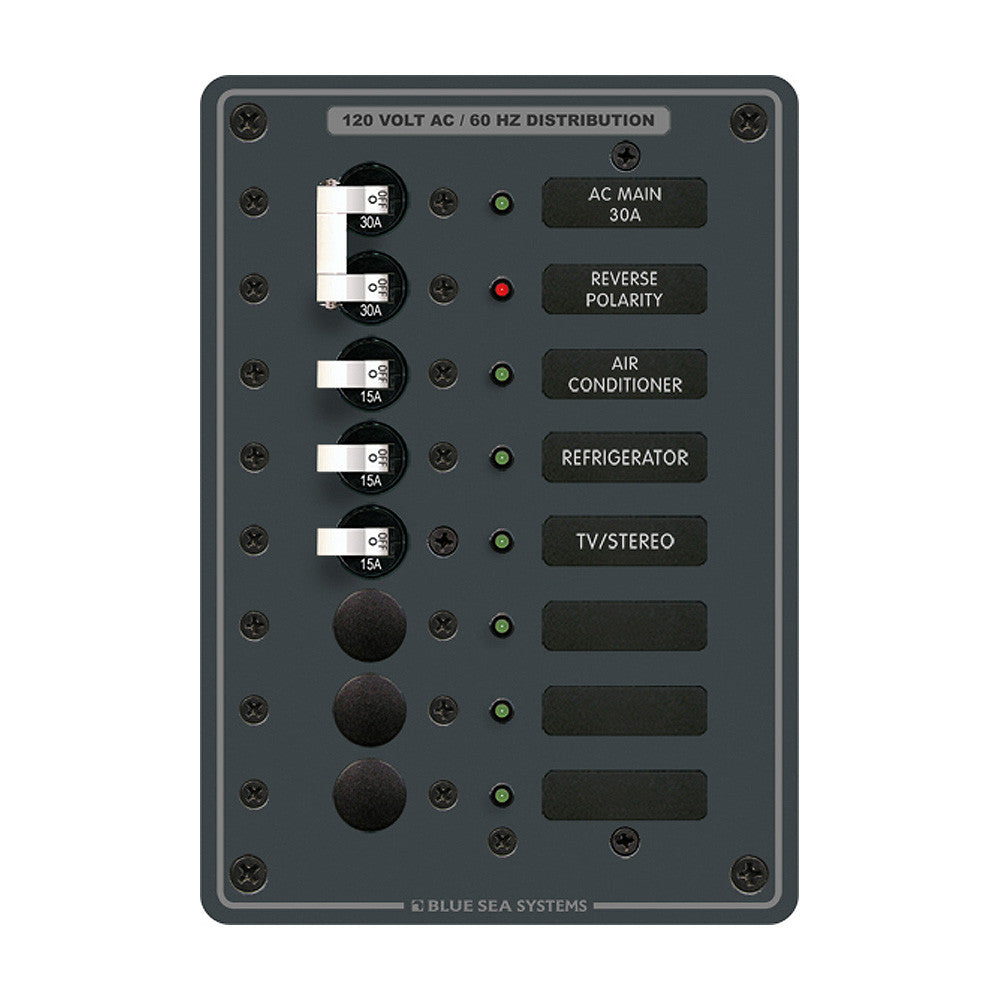 Blue Sea 8027 AC Main +6 Position Breaker Panel   (White Switches) - Reel Draggin' Tackle