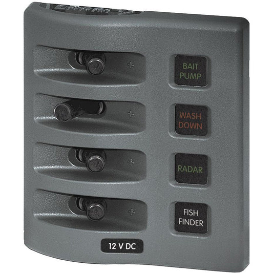Blue Sea 4304 WeatherDeck Water Resistant Fuse Panel - 4 Position - Grey - Reel Draggin' Tackle