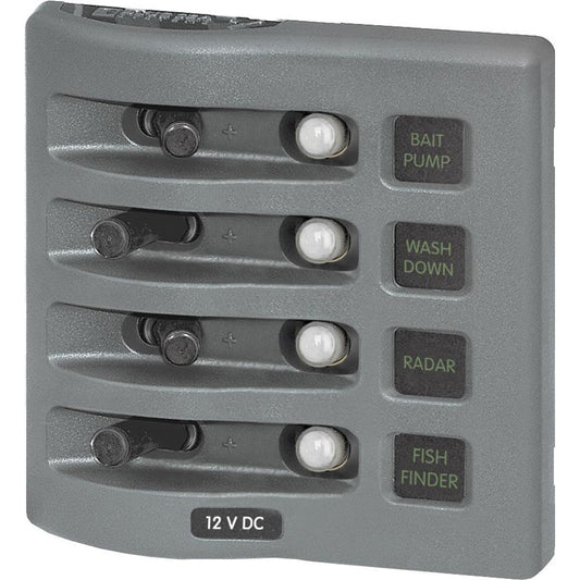 Blue Sea 4374 WeatherDeck Water Resistant Circuit Breaker Panel - 4 Position - Grey - Reel Draggin' Tackle