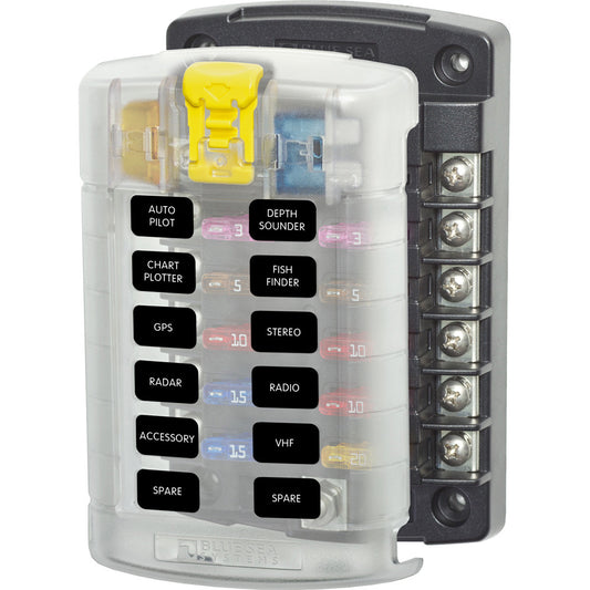 Blue Sea 5029 ST Blade Fuse Block w/Cover - 12 Circuit w/o Negative Bus - Reel Draggin' Tackle