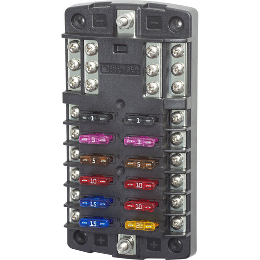 Blue Sea 5031 ST Blade Fuse Block w/o Cover - 12 Circuit w/Negative Bus - Reel Draggin' Tackle