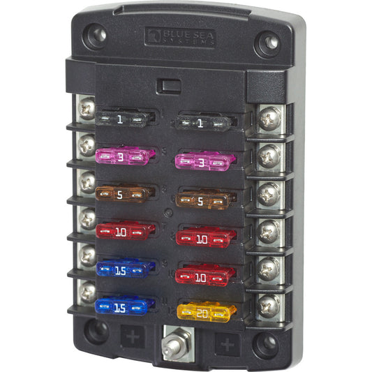 Blue Sea 5034 ST Blade Fuse Block w/out Cover - 12 Circuit w/out Negative Bus - Reel Draggin' Tackle