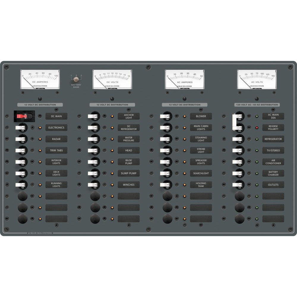 Blue Sea 8095 AC Main +8 Positions / DC Main +29 Positions Toggle Circuit Breaker Panel   (White Switches) - Reel Draggin' Tackle