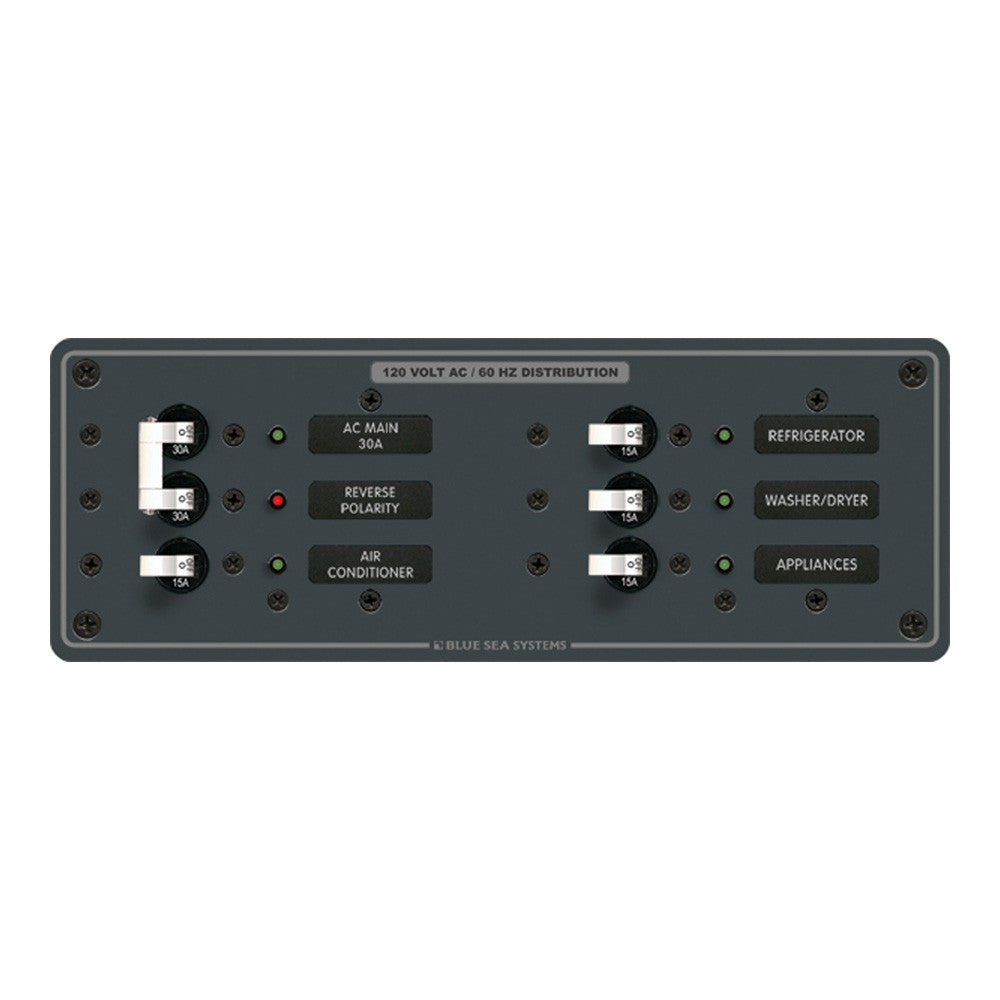 Blue Sea 8099 AC Main +4 Positions Toggle Circuit Breaker Panel  (White Switches) - Reel Draggin' Tackle