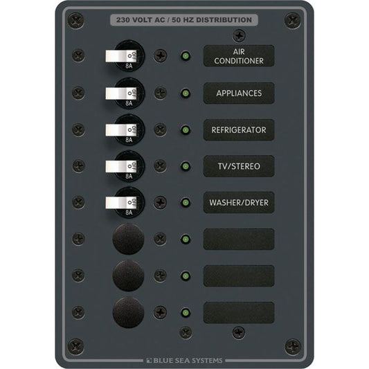 Blue Sea 8159 AC 8 Position 230v (European) Breaker Panel (White Switches) - Reel Draggin' Tackle