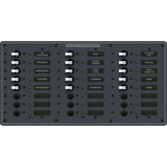 Blue Sea 8165 AV 24 Position 230v (European) Breaker Panel - White Switches - Reel Draggin' Tackle
