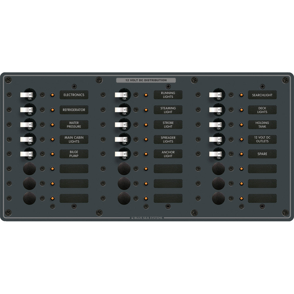 Blue Sea 8264 Traditional Metal DC Panel - 24 Positions - Reel Draggin' Tackle
