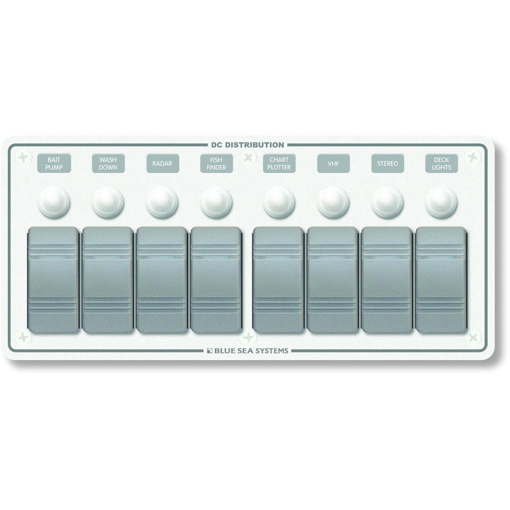 Blue Sea 8271 Water Resistant Panel - 8 Position - White - Horizontal Mount - Reel Draggin' Tackle