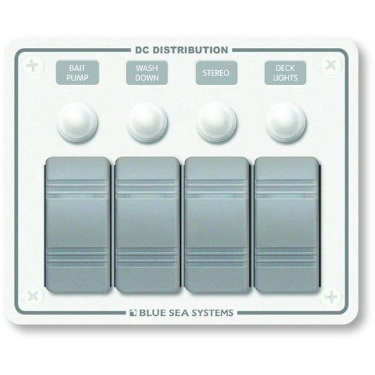Blue Sea 8272 Water Resistant Panel - 4 Position - White - Horizontal Mount - Reel Draggin' Tackle